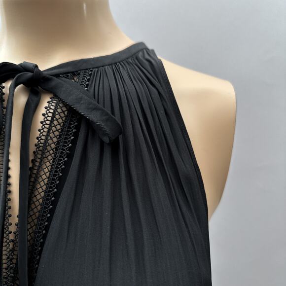 Ramy Brook Luciana Mini Blouson Front Tie Smocked Tiered Dress Black Size Small - Picture 6 of 16